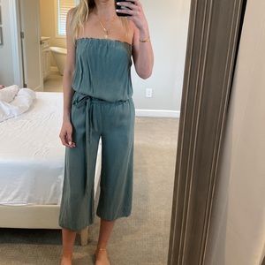 Bella Dahl Staples Frayed Jumpsuit in Faded Everglade - Size XS
